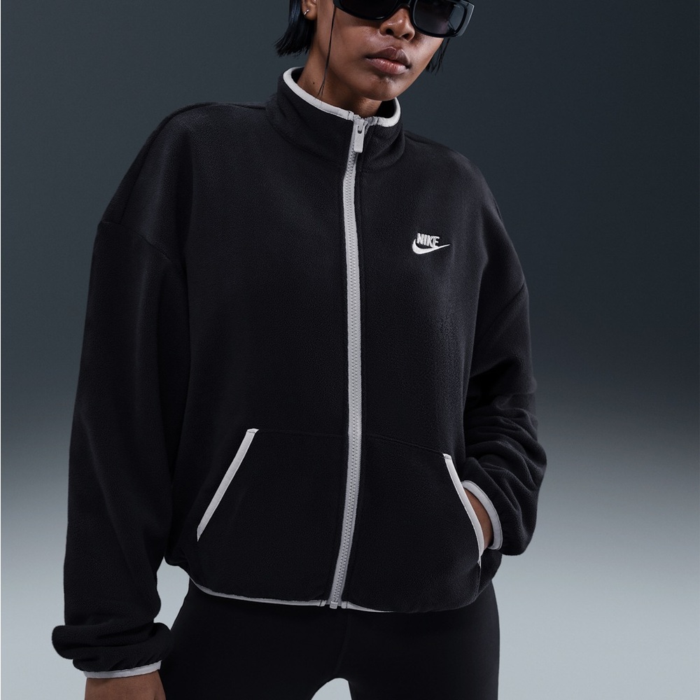 Nike Sportsgear fleece loose cozy full zip black track jacket